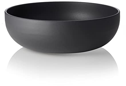 ROCKZZERO Salatschüssel - Steingut, spülmaschinenfest und temperaturbeständig - Bowl aus umweltfreundlichen Rohstoffen - Schwarz - 26 cm Durchmesser - 8,5 cm Höhe - 2000 ml