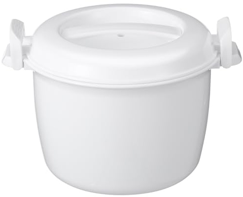 Microwave Rice Cooker, Microwave Pasta Cooker, 1.9 QT Micr Rice Steamer with Locking Lid, Portable Micr Chicken Cookers for Soup, Vegetable, Mashed Potatoes, Fish, Quick Healthy Meals 8.3 x 6.9 x 5.5 inch