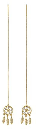 Ayoiow Frauen Ohrringe Lang, Mädchen Ohrringe 925 Silber Traumfänger Ohrschmuck Indisch Gold