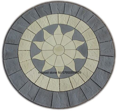 Generic 3.46m Bullseye Circle Concrete Paving Slab (5 Pack) - Charcoal/Buff - Residential Grade - Delivery Exceptions