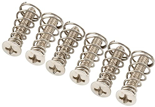 Musiclily Ultra UNC#6-32X3/4 Tonabnehmer Schrauben Federn Set Nickel 6Stk | Edelstahl,für USA/Mexiko Fender Strat Style E-Gitarre