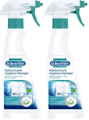Dr. Beckmann Limpiador higiénico para frigorífico, limpia y neutraliza los olores, con alcohol orgánico, 1 x 250 ml (Paquete de 2)