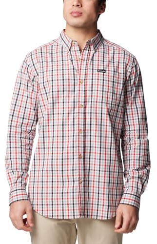 Columbia Rapid Rivers II - Camiseta de Manga Larga con Botones para Hombre, Opaca, Sail Red Everyday Gingham, M