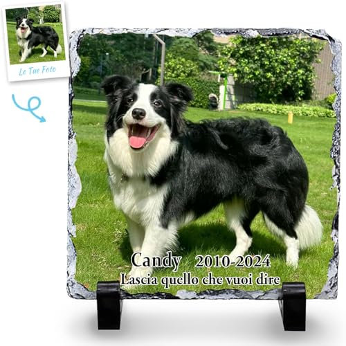 Wxexopowk Lapide Commemorativa Personalizzata lapide Cane da Esterno, Lapide per Cane Personalizzata per Esterno con Foto, Lapide in Ardesia Personalizzata, Targa Commemorativa Cane, A
