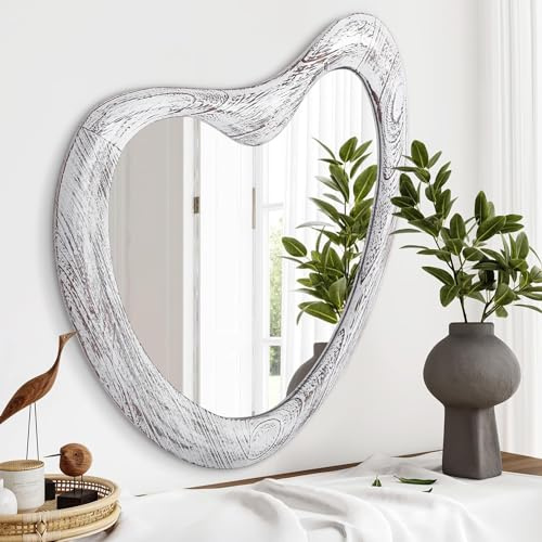 HLFMVWE Unregelmäßiger Spiegel für die Wand, asymmetrischer Schminkspiegel, Holzrahmen, modern, einzigartig, Wandspiegel, dekorativer Schminktisch, Badezimmer, Wohnzimmer, Schlafzimmer, Eingang, Flur