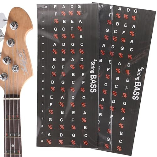 Adesivi per note di chitarra basso - Facile da leggere Imparare la chitarra per principianti Bambini,Adesivi senza colla per chitarra, poster per tastiera, adesivi per note per chitarra acustica