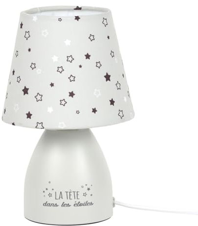 HOME DECO KIDS, LA00131, Lampada da Comodino per Bambini Grigia, Luce Notturna Moderna, Decorazione per la cameretta dei Bambini, Illuminazione Personalizzabile, Materiali durevoli, 30x15 cm, Grigio