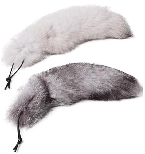 Nocyclonic 2 Pieces FuchsschwanzFuchsschwanz Anhänger etwa 40cm,fox tail,Fell Schwanz Keychain fox tail keychain Auto Schlüsselketten Anhänger Weich Flaumig Dicht Dekoration (3)