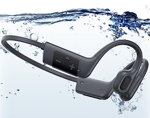 ANINUALE Bone conduction headphones ergonomically designed IPX8 Waterproof headphones swimming Built-in 32GB Memory Open Ear Headset underwater headphones Sport Earphones for running, cycling