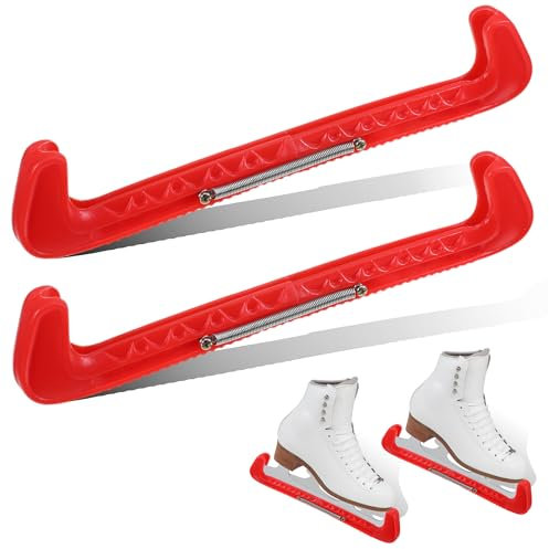 worahroe Kufenschoner Schlittschuhe Verstellbarer Spatenschutz Schlittschuhe Schoner Rot mit Spring Eiskunstlauf Zubehör für Eishockey-Eiskunstlaufklingen