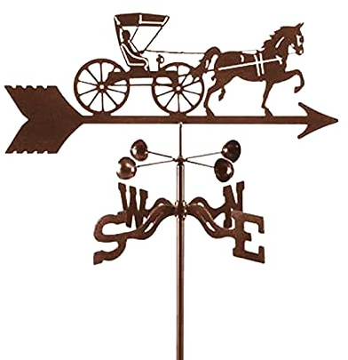 LYDSB Girouettes Silhouette de Cheval Girouette en Acier Inoxydable Outils de Mesure Sculptures Créatives de Chevaux et de Calèches Girouette Jardins Extérieurs Art du Fer Maisons Patio