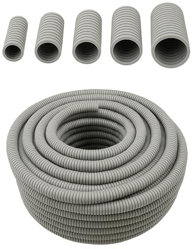 Megaa store Flexibles Leerrohr Wellrohr mit/ohne Zugdraht 320N M16 M20 M25 M32 M40 Kabelschutz UV-Beständigkeit für den Innen- und Außeneinsatz (Ø 11 mm innen/Ø 16 mm außen / 50m mit Zugdraht)