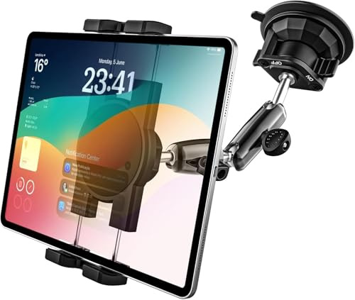 GDZN surfplatta hållare bil sugkopp – [stark sugkraft] Lastbil/bilinstrumentbräda vindruta surfplattehållare, iPad bilhållare med metallarm för 4,7–15,6 tum mobiltelefon och surfplatta, iPad Pro