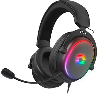 Speedlink CONUX - RGB Gaming Headset mit Mikrofon für PC PS5/PS4/ Xbox Series X/S/Switch, RGB Beleuchtung, kabelgebunden mit Kabel 3,5mm Klinke, Y-Adapter, schwarz