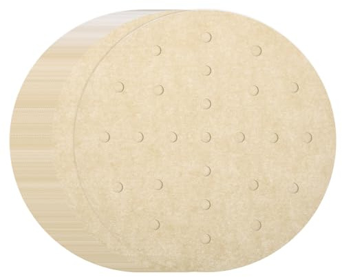 QUARKZMAN 100 Stück Airfryer Backpapier, 18cm Runde Air Fryer Paper Perforiertes Backpapier, Antihaft Wasserdicht Ölfest, für Heißluftfritteuse, Bratpfanne, Ofen, Fritteuse, Braun