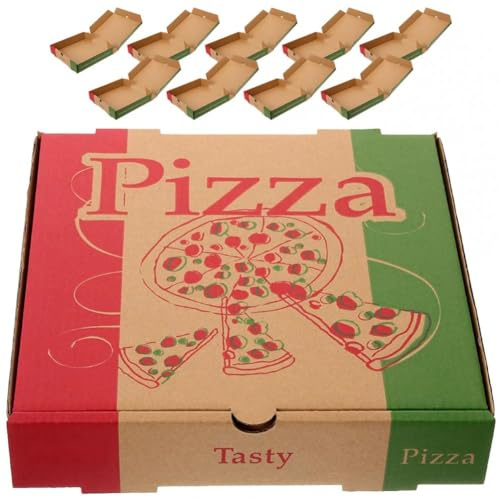 Muteitt 10 Stück Pizzakartons, Pizza-lieferboxen Zum Mitnehmen, Geschenkverpackungsboxen Zum Mitnehmen, Versand, Aufbewahrungsboxen Für Pizza, Kuchen, Kekse, Lebensmittel