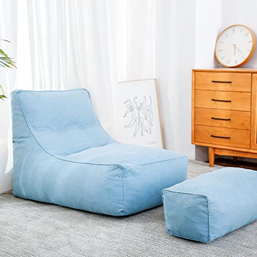 LazySof Copertura per Poltrona A Sacco Fodera da Divano Copri Bean Bag Reclinabile in Lino Pouf Cover (Senza Imbottitura) per Bambini Adolescenti e Adulti,Sky blue