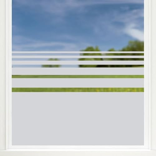 Sichtschutzfolie Fenster Streifen, Fensterfolie zur Deko/Sichtschutz, Glasdekorfolie Blickdicht (97,5x46,5cm)