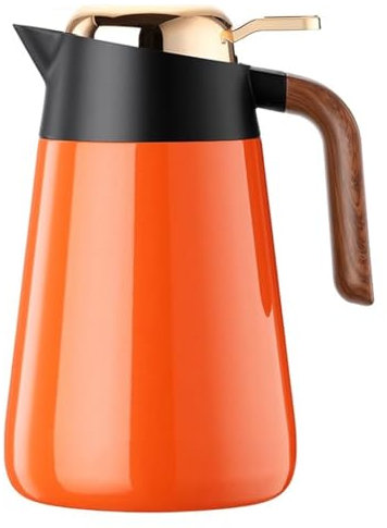 Jarra térmica de café de 54 onzas con infusor de té, dispensador de agua y bebidas al vacío de doble pared, jarra de agua térmica (naranja)