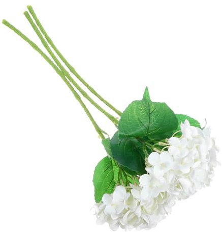 PRETYZOOM Hortensias Artificiales Realistas 3 Piezas White de Seda