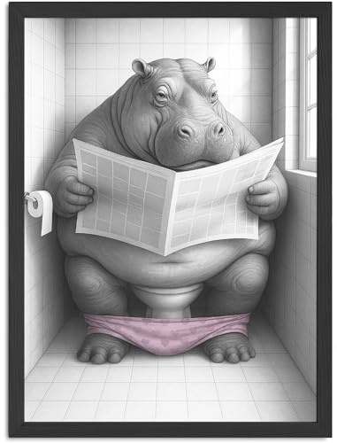 MoonWorks® Poster Bilder Badezimmer Wand-Deko Bad WC lustige Tiere Digitaldruck Art-Print Kunstdruck