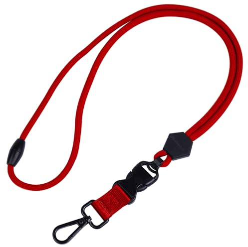 Wisdompro Cordon tour de cou 58,5 cm - Cordon amovible avec fermeture de sécurité - Cordon avec mousqueton pour porte-carte d'identité et clés - Rouge