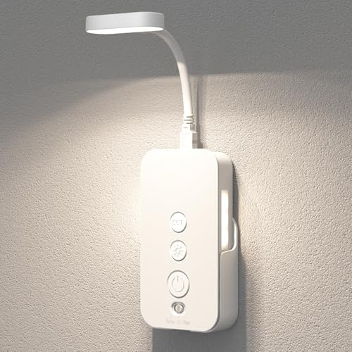 Ellasay Wall Mounted Reading Light: Dimmable LED Book Lights with Timer & Memory - Adjustable Gooseneck USB Powered - Easy Install for Kids Bedroom/Dorm Room/RV 1 Pack (White)
