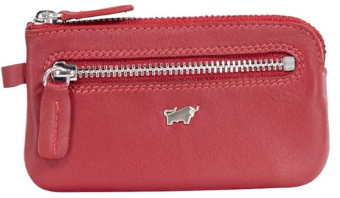 BRAUN BÜFFEL - Schlüsseletui aus echtem Rindsleder Golf - Kleine Schlüsseltasche für Herren & Damen mit Reißverschluss & 2 Schlüsselringen - Zeitlos klassisches Schlüsselmäppchen - Edles Rot