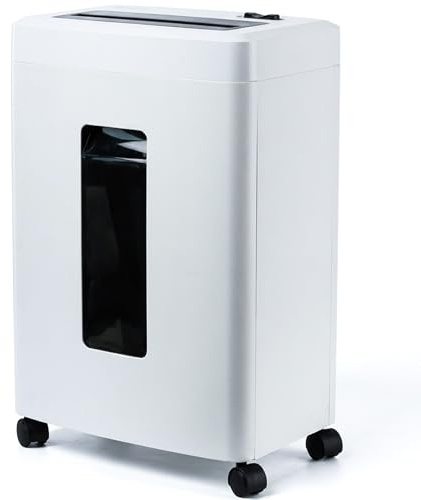 Fonirvanic Heavy Duty Paper Shredder: 10-Sheet P-5 Micro Cut Documents Destroyer 60-Min Run Anti-Jam Quiet Office Shredder with 18L Pull-Out Bin & Wheels for Home/School/Business/Workspace