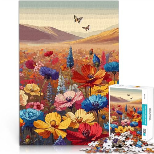 Prato di fiori selvatici vibrante puzzle 1000 pezzi per adulti Sfida di gioco educativo giocattolo Giocattoli per la decorazione della casa 38x26cm