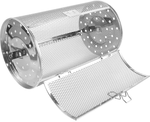 Toyvian Edelstahl Drehspießkorb Rotisserie Ofen Grillkorb Drehbares Backblech für Nüsse Fleisch Gemüse für Backofen und Gasgrill