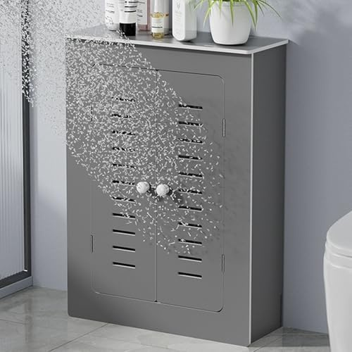 Generico Copertura Moderna per radiatore in PVC per casa e Ufficio, Elegante mensola per armadietto riscaldante con 2 Ante e griglia Verticale, barriera per la Privacy con valvola per Tubi (L60xA70xP