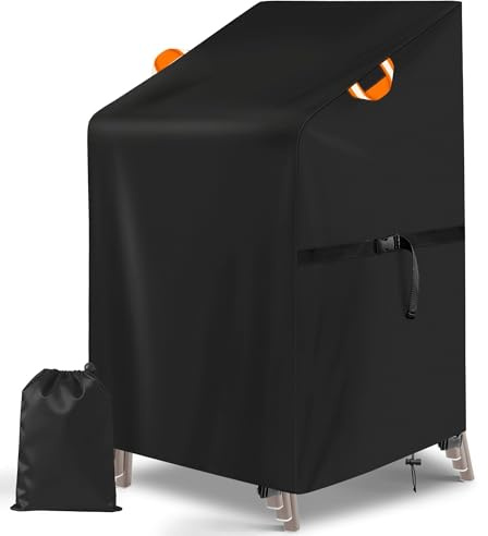 Votoko Abdeckhauben für Stühle Outdoor, 420D Oxford PU Gartenstühle Schutzhülle 70x70x85/125CM, Stapelstuhl Abdeckung Wasserdicht und Winterfest, Reißfest, Anti-UV Abdeckhülle für Gartenmöbel