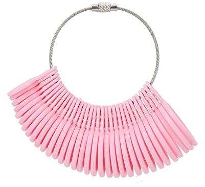 WXCHISU Strumento Professionale per Misurare le Dimensioni delle Dita per Anelli di Gioielli, Materiale plastico in Metallo Premium, Resistente all'Usura, Superficie Liscia Rosa,