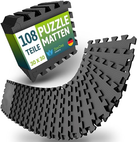 ZenOne Sports® Bodenschutzmatte Fitness I Puzzlematte Boden - 30x30x1cm I Individuell verlegbare Trainingsmatte für dein Home Gym I Robuste Bodenmatte für Sportgeräte, Schaumstoffmatte