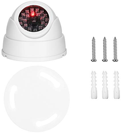 Cryfokt Dummy Dome Surveillance Camera, Fake Security Camera with Flickering LED, Theft Deterrent for Indoor and Outdoor Use