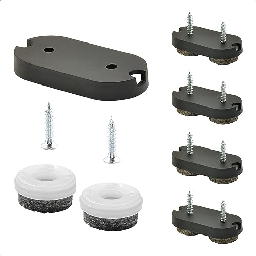 Wagner QuickClick® Stuhlgleiter Filzgleiter 4er-Set zum Anschrauben I 4X Basis + 8X Schraube+Gleiteinsatz austauschbar - Wollfilz Ultrasoft - 42 x 20 mm - Made in DE - 15781100