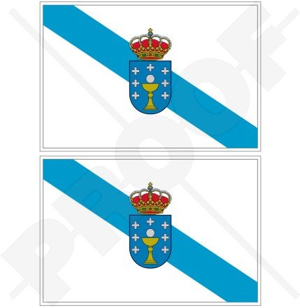Galicien galicische Flagge Spanien Spanisch 7,6 cm (75 mm) Bumper Sticker, Aufkleber Vinyl X2