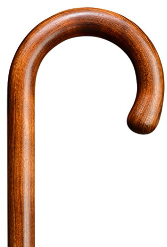 Gehstock Wanderstock Kirsche, eleganter Rundhakenstock in einem Stück gebogen, aus edlem Kirschbaum-Holz, leicht geflammt und handpoliert.