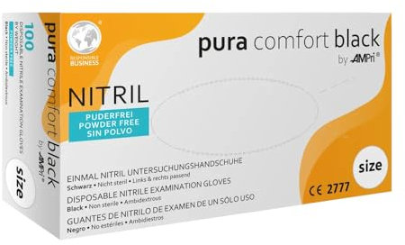 Nitrilhandschuhe, schwarz, Größe XS, puderfrei, Puracomfort Black: Nitril Einmalhandschuhe als Schutzhandschuhe und Untersuchungshandschuhe aus Nitril kaufen.