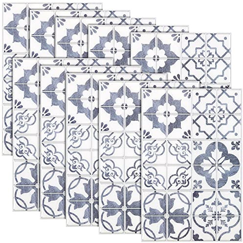 infactory Selbstklebende Fliesen: Selbstklebende 3D-Bordüre-Fliesenaufkleber, 29,5 x 19,5 cm, 10er-Set (Fliesen Bordüre zum Aufkleben, Überkleben, Reparaturset)