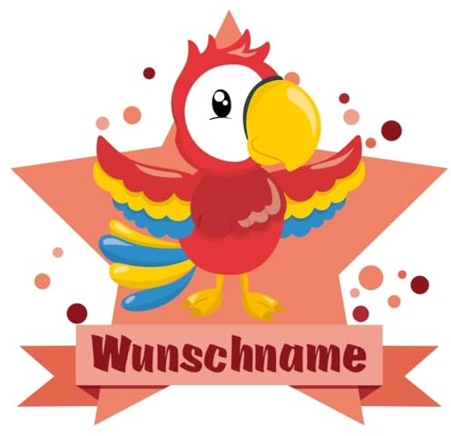 Samunshi® Lustiger Papagei Wandtattoo Türschild mit Name personalisierbar Kinderzimmer Türaufkleber Baby Wandaufkleber - 90x78cm mehrfarbig