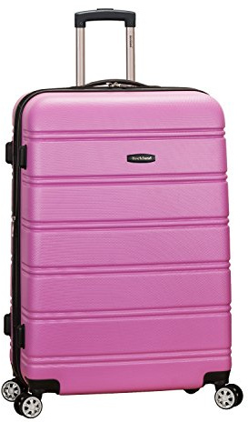 Rockland Melbourne Hardside Expandable Spinner Wheel Luggage, Pink, Checked Large 28