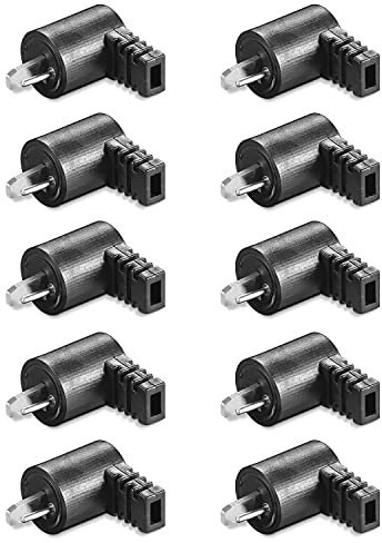 10x DIN Lautsprecherstecker | mit Schraubanschluss | Gewinkelt 90° Schraubbar Knickschutz 2,2 mm | Boxen Audio Adapter Kabelanschluss Lautsprecher Stecker | Schwarz | 10 Stück