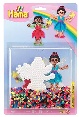 Hama Perlen 4205 Set Fee mit ca. 1.100 bunten Midi Bügelperlen mit Durchmesser 5 mm, Stiftplatte, inkl. Bügelpapier, kreativer Bastelspaß für Groß und Klein
