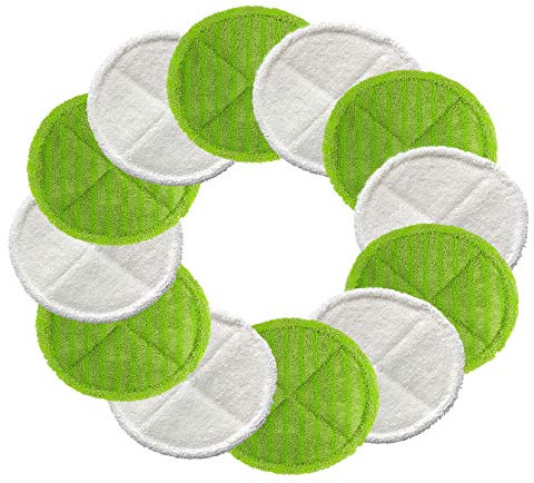 Sky-w Soft Touch Lot de 12 serpillères de rechange pour balai à franges Bissell Spinwave 2039A, 2124, 2039, 20391 alimentées par des serpillières rigides (6 verts+6 blancs)