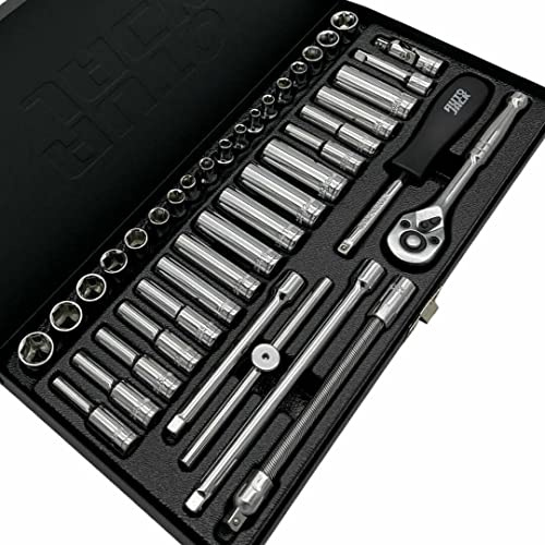 Autojack 41 Piece Socket Set 1/4 Drive Metric & Imperial 4–13mm Ratchet Set