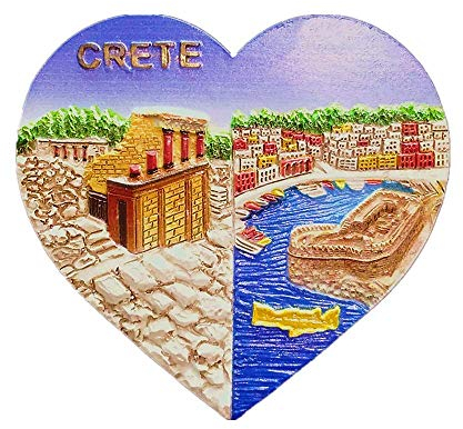 3D-Kühlschrankmagnet in Herzform, Kreta, Griechenland, Souvenir, Geschenk, Heim, Küche, Kühlschrank, Dekoration, Magnet-Aufkleber