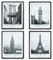 Set da 4 Quadri su Tela con Struttura Interna in Legno 40x50 cm, Quadro New York, London, Paris e Brooklyn, Stampa su Tela Canvas (City)