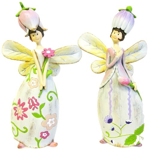 Pommerntraum ® | 2-ER Set!!! Dekofiguren Elfen Feen Elegante verzauberte Blumenfeen Fabelwesen Zauberwesen Zauberinnen Mythologie Fantasy
